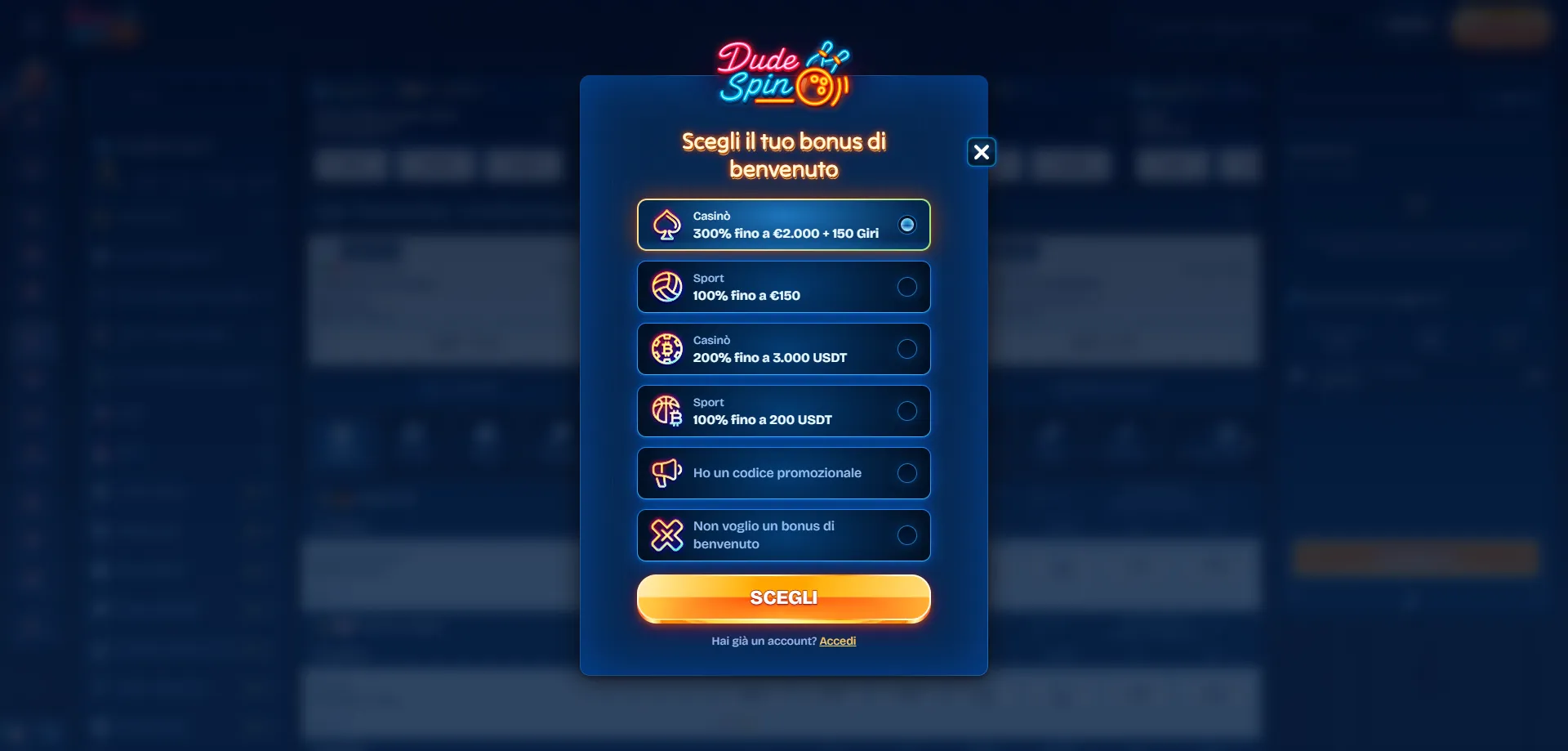 Registrazione a Dudespin Casino — crea il tuo account in pochi minuti